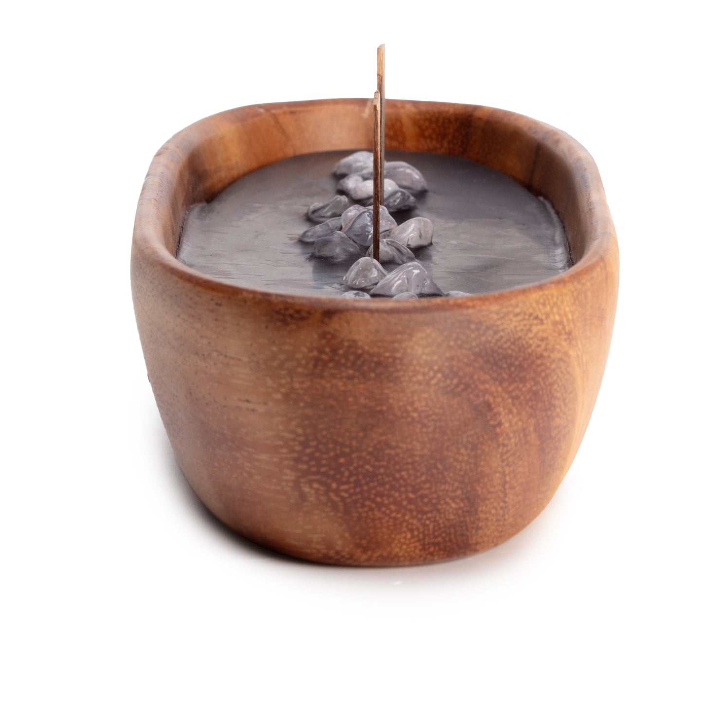 Black wax boat Candle with Real Royal Quartz